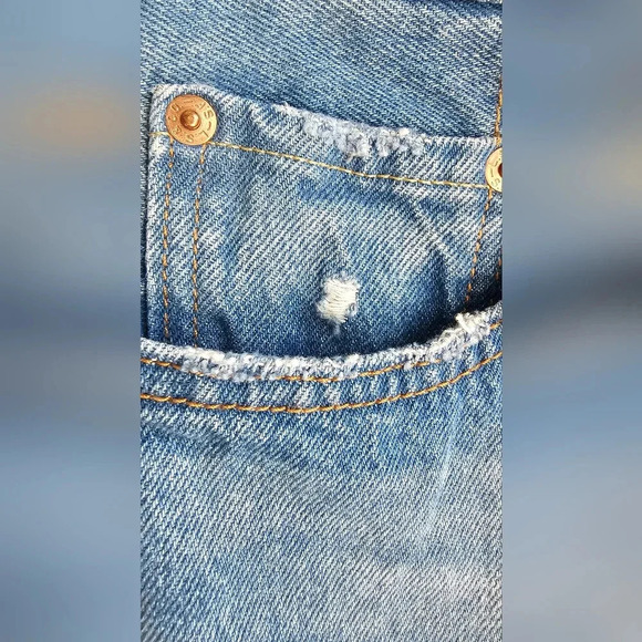 Levi's Jeans Denin Original 501 High Rise Streight Leg Distressed size 29 32 - Picture 3 of 7